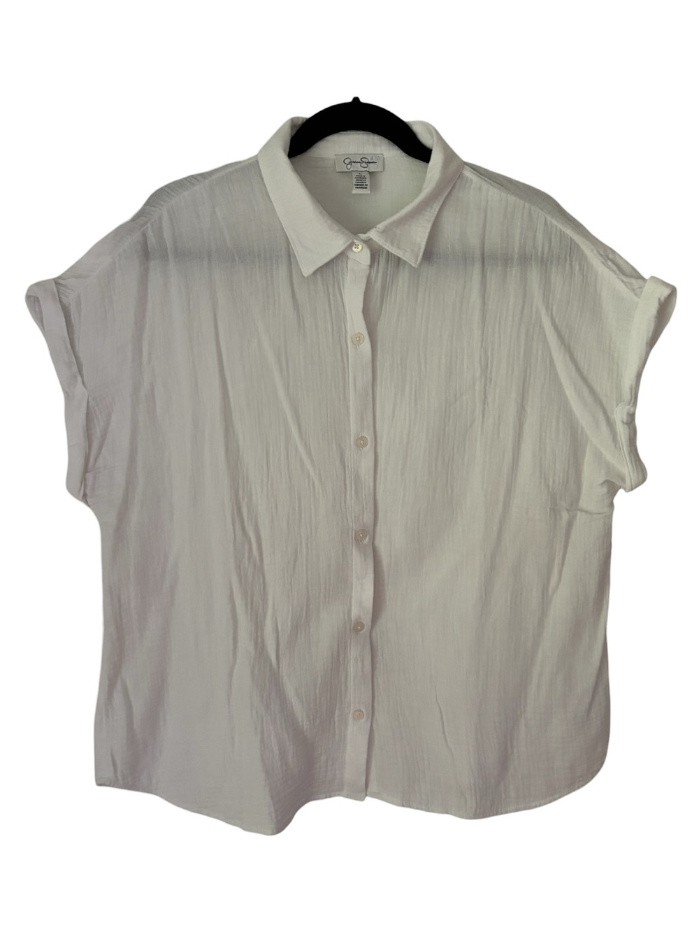 Jessica Simpson 100% Cotton White Short-Sleeve Button Down Shirt
